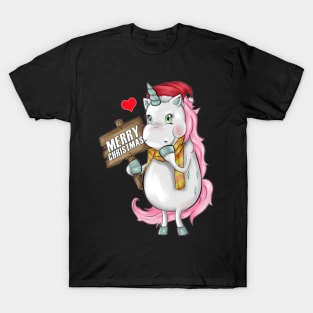 Unicorn Merry Christmas Cap Unicorn Clothing Gift T-Shirt